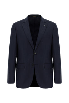Koyu Lacivert 7 Drop Slim Fit Dar Kesim Yünlü Desenli Tak?m Elbise-Abdullah Ki??l?