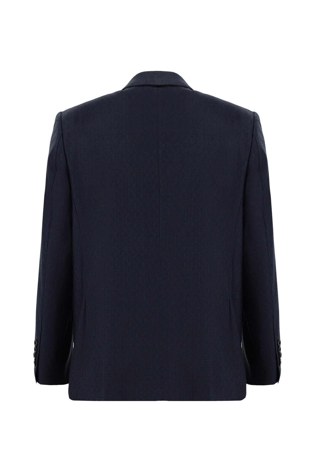 Koyu Lacivert Slim Fit Dar Kesim Yünlü Klasik Desenli Takım Elbise