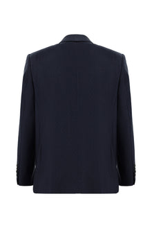 Koyu Lacivert Slim Fit Dar Kesim Yünlü Klasik Desenli Takım Elbise