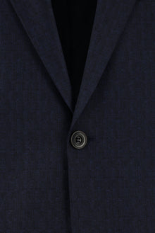 Koyu Lacivert 7 Drop Slim Fit Dar Kesim Yünlü Desenli Tak?m Elbise-Abdullah Ki??l?
