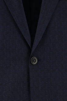 Koyu Lacivert Slim Fit Dar Kesim Yünlü Klasik Desenli Takım Elbise