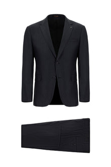 Koyu Antrasit 4 Drop Relaxed Fit Rahat Kesim Yünlü Desenli Tak?m Elbise-Abdullah Ki??l?