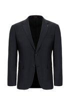 Koyu Antrasit Relaxed Fit Rahat Kesim Yünlü Klasik Desenli Takım Elbise