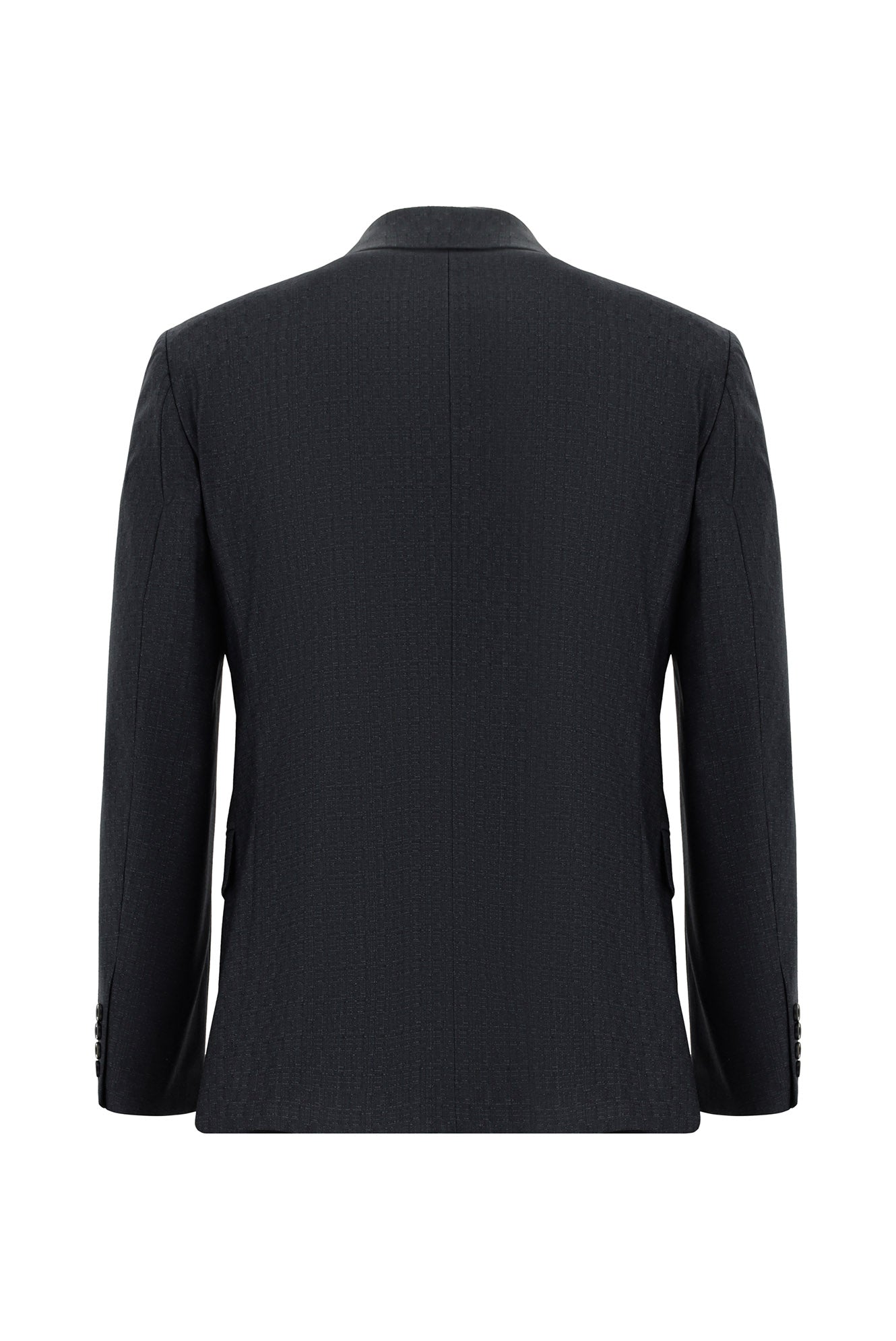 Koyu Antrasit Relaxed Fit Rahat Kesim Yünlü Klasik Desenli Takım Elbise