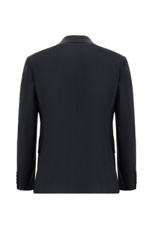 Koyu Antrasit Relaxed Fit Rahat Kesim Yünlü Klasik Desenli Takım Elbise