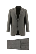 Orta Kahve Yünlü Klasik Desenli Takım Elbise