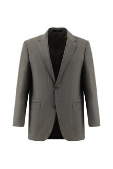 Orta Kahve Slim Fit Dar Kesim Yünlü Klasik Desenli Takım Elbise