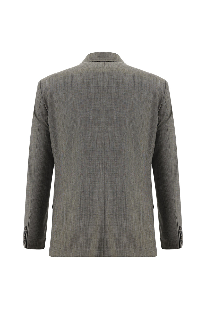 Orta Kahve Slim Fit Dar Kesim Yünlü Klasik Desenli Takım Elbise