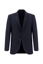 Koyu Lacivert Relaxed Fit Rahat Kesim Yünlü Klasik Desenli Takım Elbise