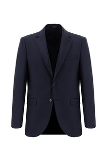 Koyu Lacivert Regular Fit Yünlü Klasik Desenli Takım Elbise