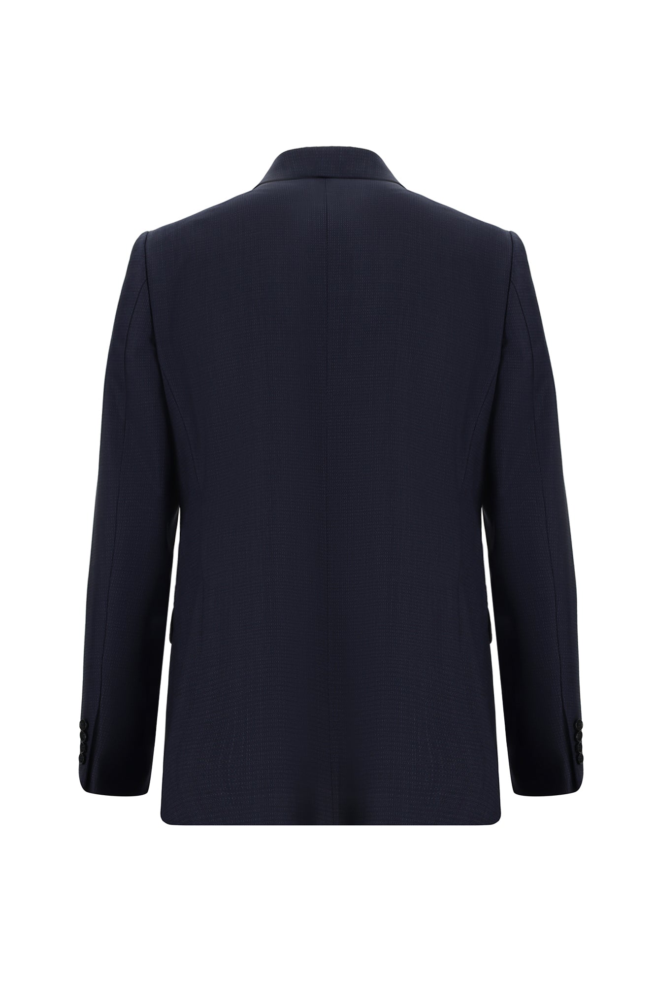 Koyu Lacivert Relaxed Fit Rahat Kesim Yünlü Klasik Desenli Takım Elbise