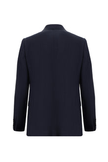 Koyu Lacivert Relaxed Fit Rahat Kesim Yünlü Klasik Desenli Takım Elbise