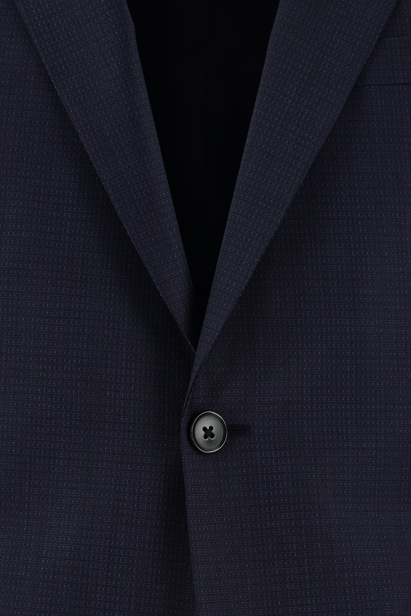 Koyu Lacivert Relaxed Fit Rahat Kesim Yünlü Klasik Desenli Takım Elbise