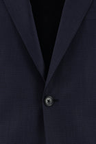 Koyu Lacivert Relaxed Fit Rahat Kesim Yünlü Klasik Desenli Takım Elbise