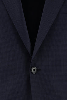 Koyu Lacivert Relaxed Fit Rahat Kesim Yünlü Klasik Desenli Takım Elbise