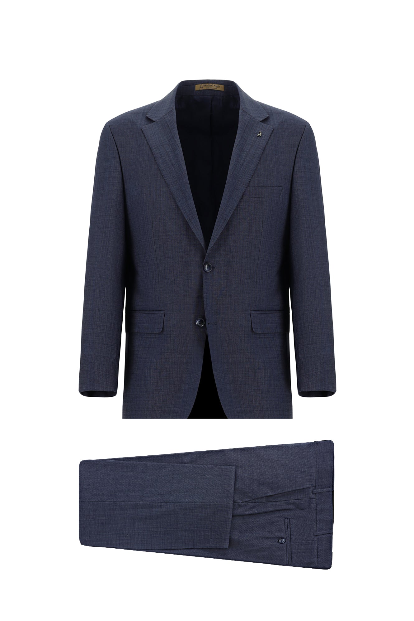 Orta Lacivert Relaxed Fit Rahat Kesim Yünlü Klasik Takım Elbise