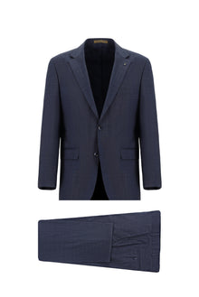 Orta Lacivert Relaxed Fit Rahat Kesim Yünlü Klasik Takım Elbise