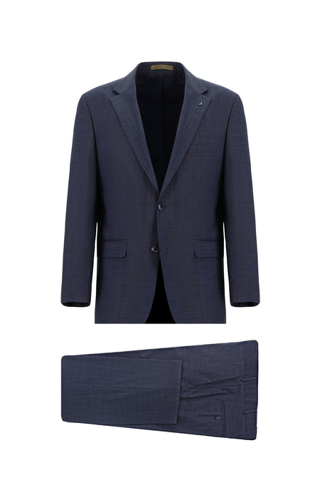 Orta Lacivert Relaxed Fit Rahat Kesim Yünlü Klasik Takım Elbise