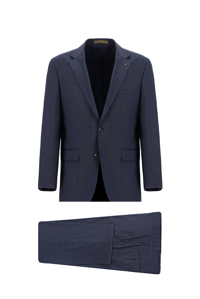 Orta Lacivert 4 Drop Relaxed Fit Rahat Kesim Yünlü Tak?m Elbise-Abdullah Ki??l?