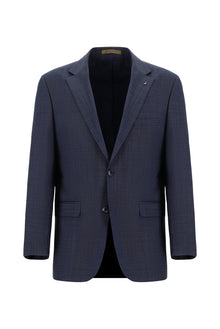 Orta Lacivert Relaxed Fit Rahat Kesim Yünlü Klasik Takım Elbise