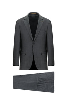 Koyu Antrasit Relaxed Fit Rahat Kesim Yünlü Klasik Takım Elbise