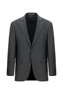 Koyu Antrasit Relaxed Fit Rahat Kesim Yünlü Klasik Takım Elbise