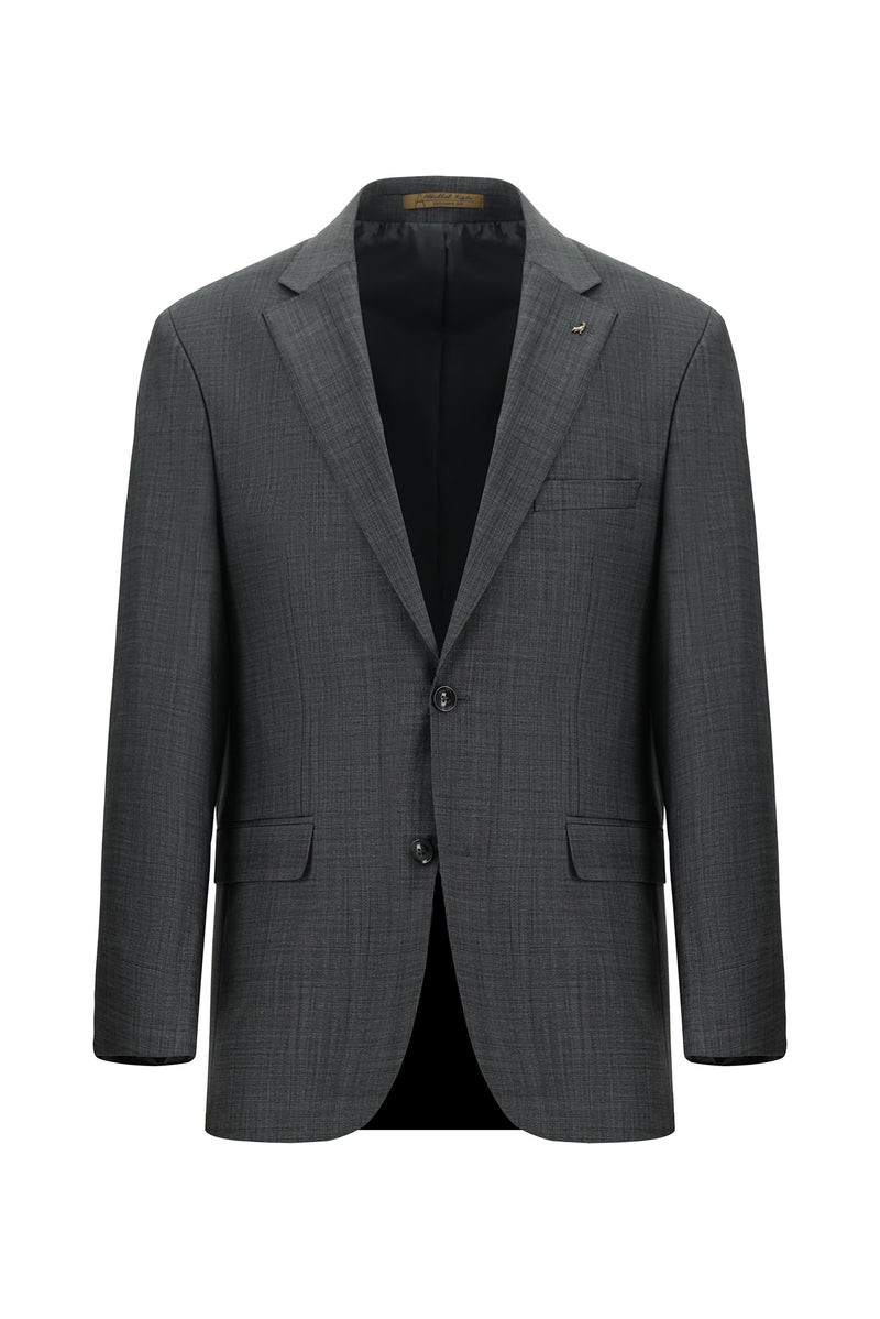 Koyu Antrasit Relaxed Fit Rahat Kesim Yünlü Klasik Takım Elbise