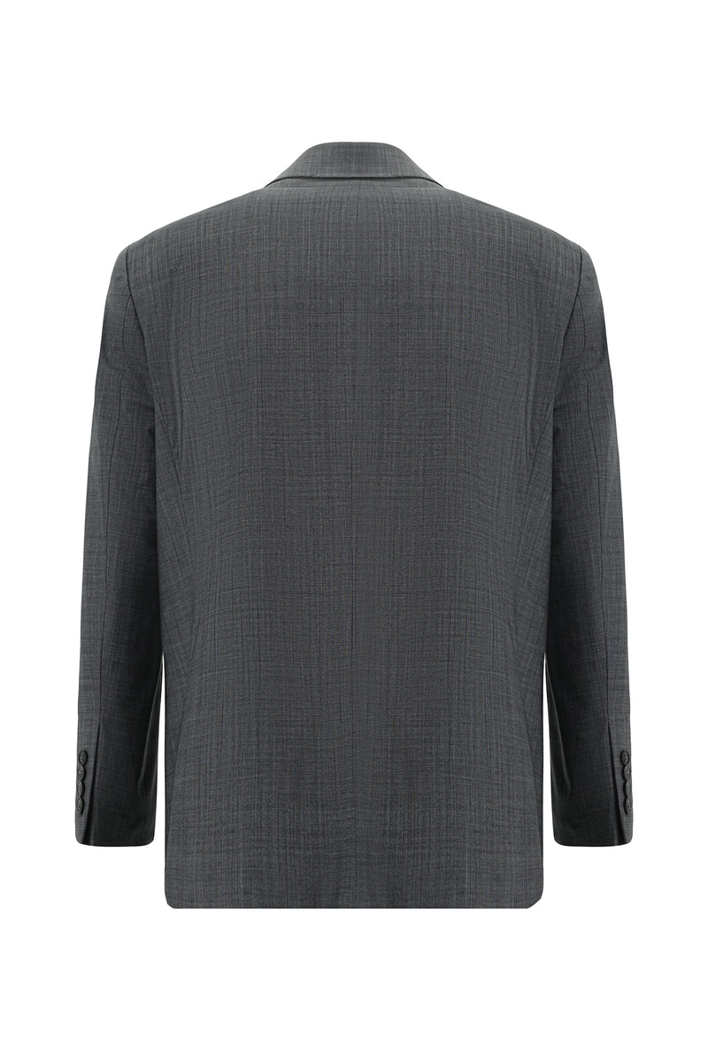 Koyu Antrasit Relaxed Fit Rahat Kesim Yünlü Klasik Takım Elbise