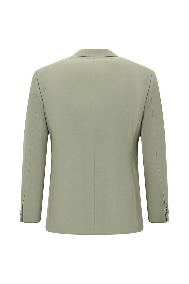 Açık Haki Regular Fit Mono Yaka Yelekli Yün Smokin & Damatlık