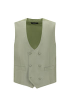 Açık Haki Regular Fit Mono Yaka Yelekli Yün Smokin & Damatlık