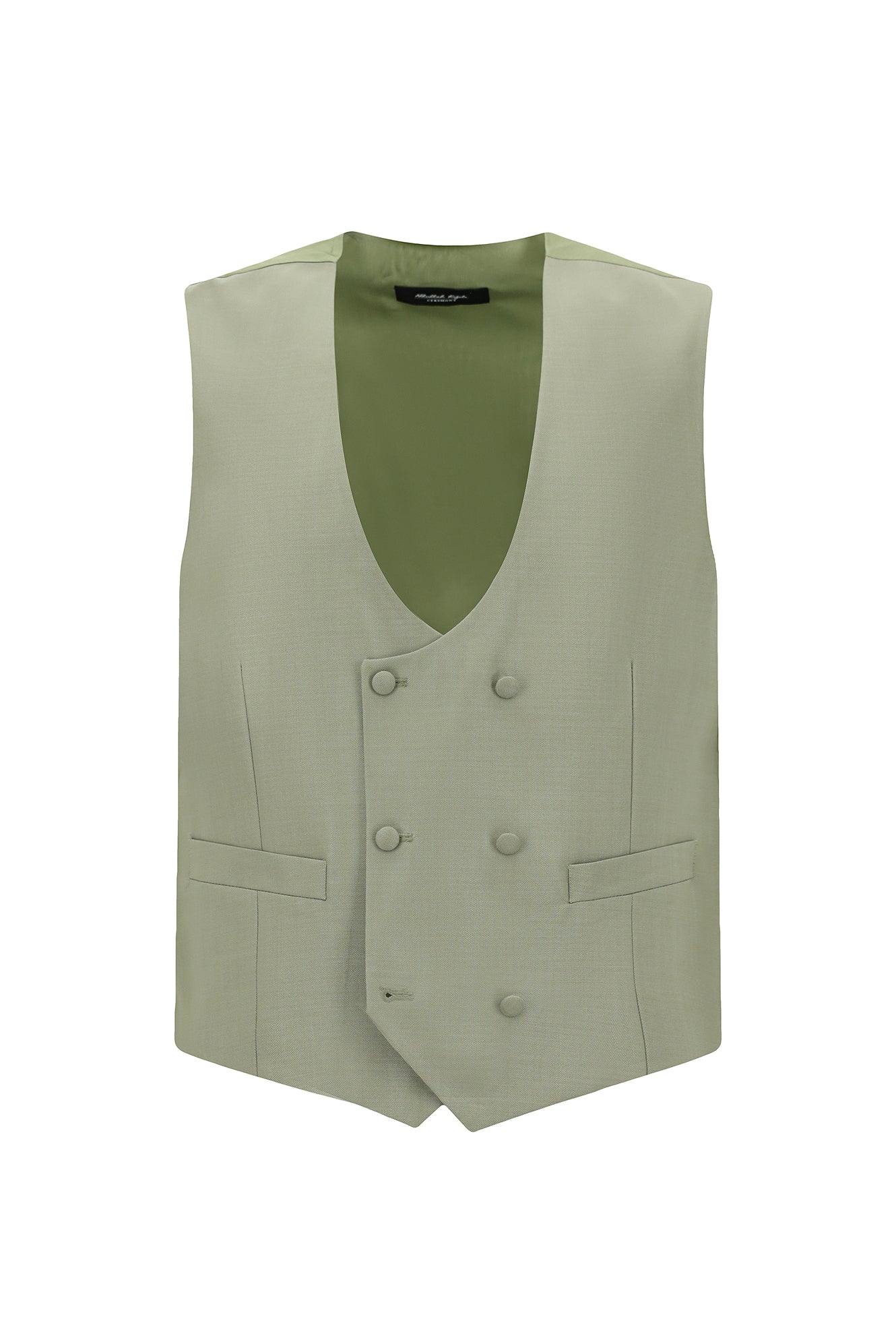 Açık Haki 6 Drop Regular Fit Standart Kesim Mono Yaka Yelekli Yün Smokin & Damatlık