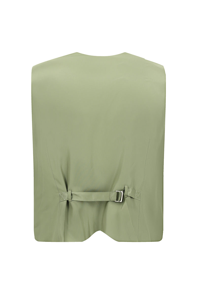 Açık Haki 6 Drop Regular Fit Standart Kesim Mono Yaka Yelekli Yün Smokin & Damatlık