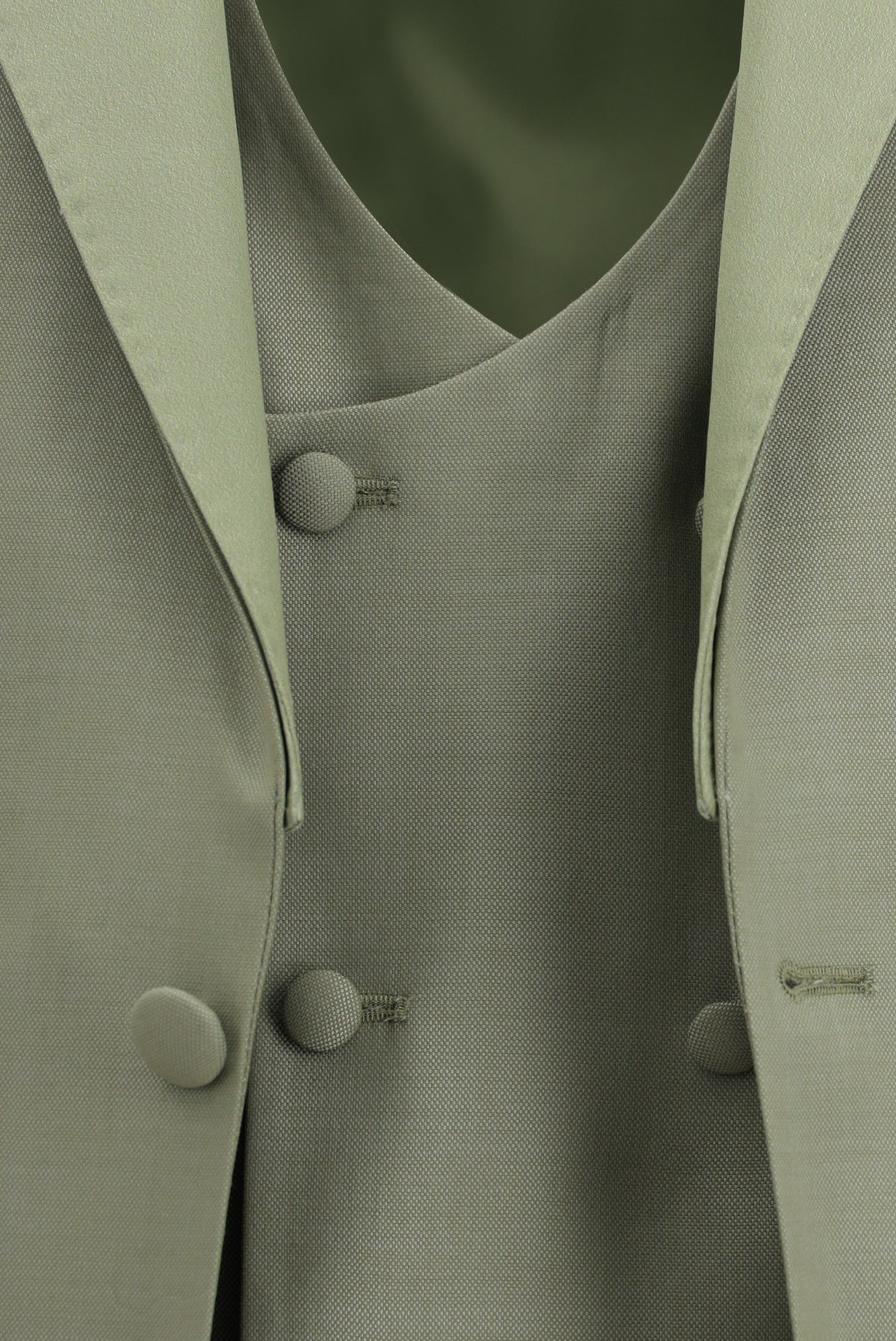 Açık Haki 6 Drop Regular Fit Standart Kesim Mono Yaka Yelekli Yün Smokin & Damatlık