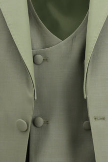 Açık Haki 6 Drop Regular Fit Standart Kesim Mono Yaka Yelekli Yün Smokin & Damatlık