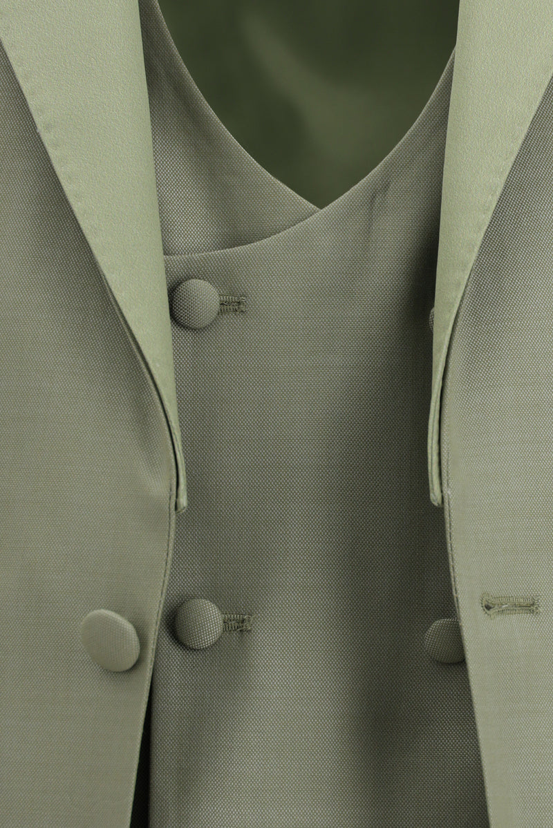 Açık Haki 6 Drop Regular Fit Standart Kesim Mono Yaka Yelekli Yün Smokin & Damatlık