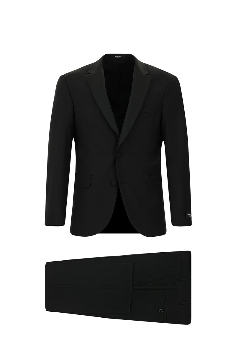 Siyah Regular Fit Mono Yaka Yünlü Smokin & Damatlık