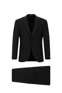 Siyah Regular Fit Mono Yaka Yünlü Smokin & Damatlık