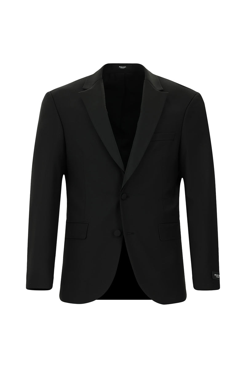 Siyah 6 Drop Regular Fit Standart Kesim Mono Yaka Yünlü Smokin & Damatlık