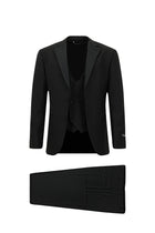 Siyah Regular Fit Mono Yaka Yelekli Yünlü Smokin & Damatlık