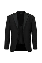 Siyah Regular Fit Mono Yaka Yelekli Yünlü Smokin & Damatlık