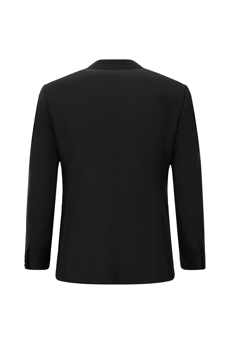 Siyah 6 Drop Regular Fit Standart Kesim Mono Yaka Yelekli Yünlü Smokin & Damatlık