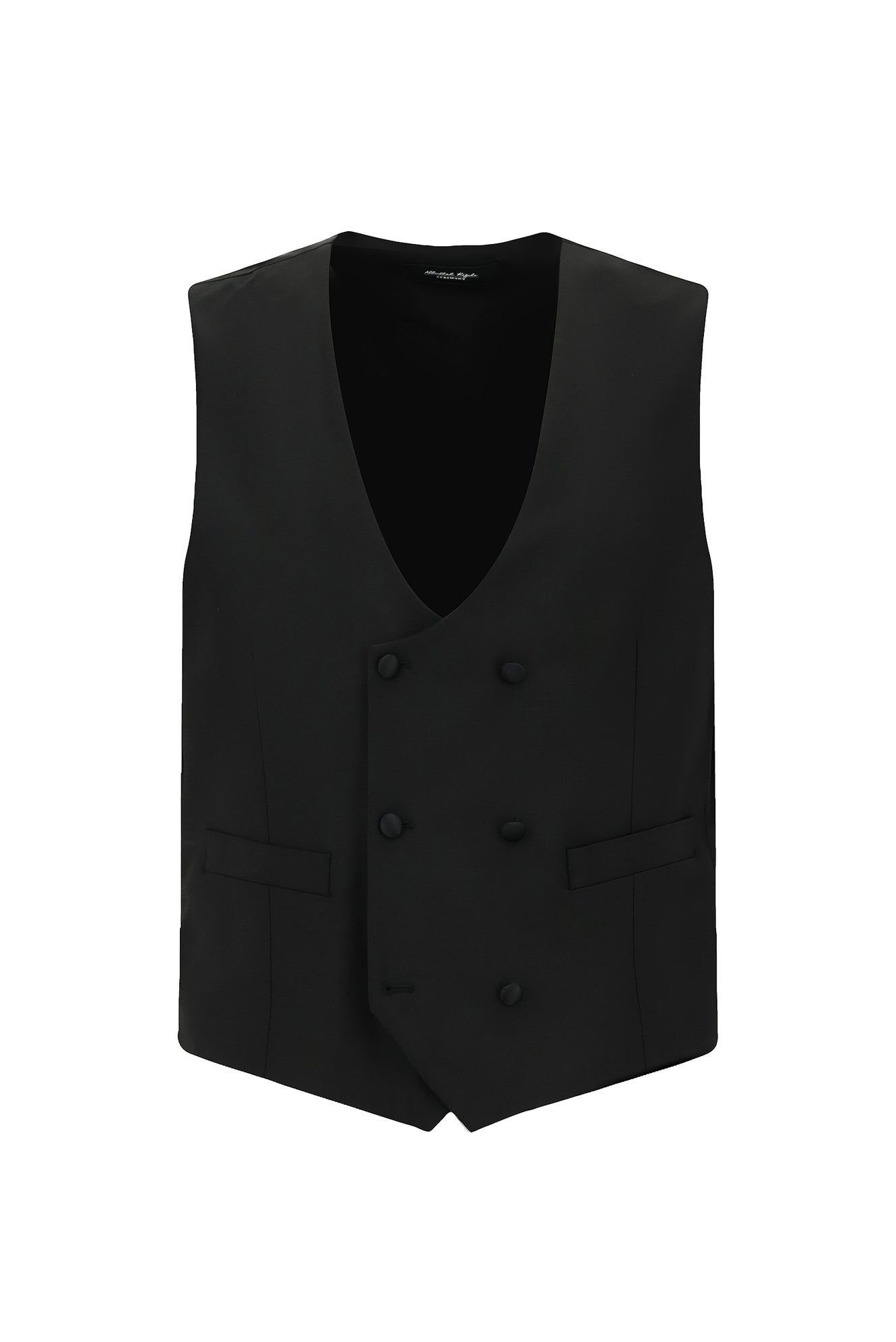 Siyah Regular Fit Mono Yaka Yelekli Yünlü Smokin & Damatlık