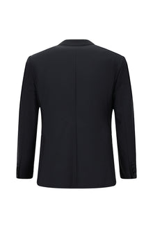 Koyu Lacivert Regular Fit Mono Yaka Yelekli Yünlü Smokin & Damatlık