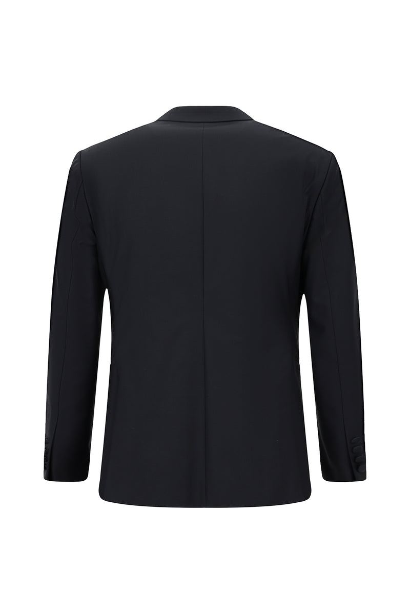 Koyu Lacivert 6 Drop Regular Fit Standart Kesim Mono Yaka Yelekli Yünlü Smokin & Damatlık