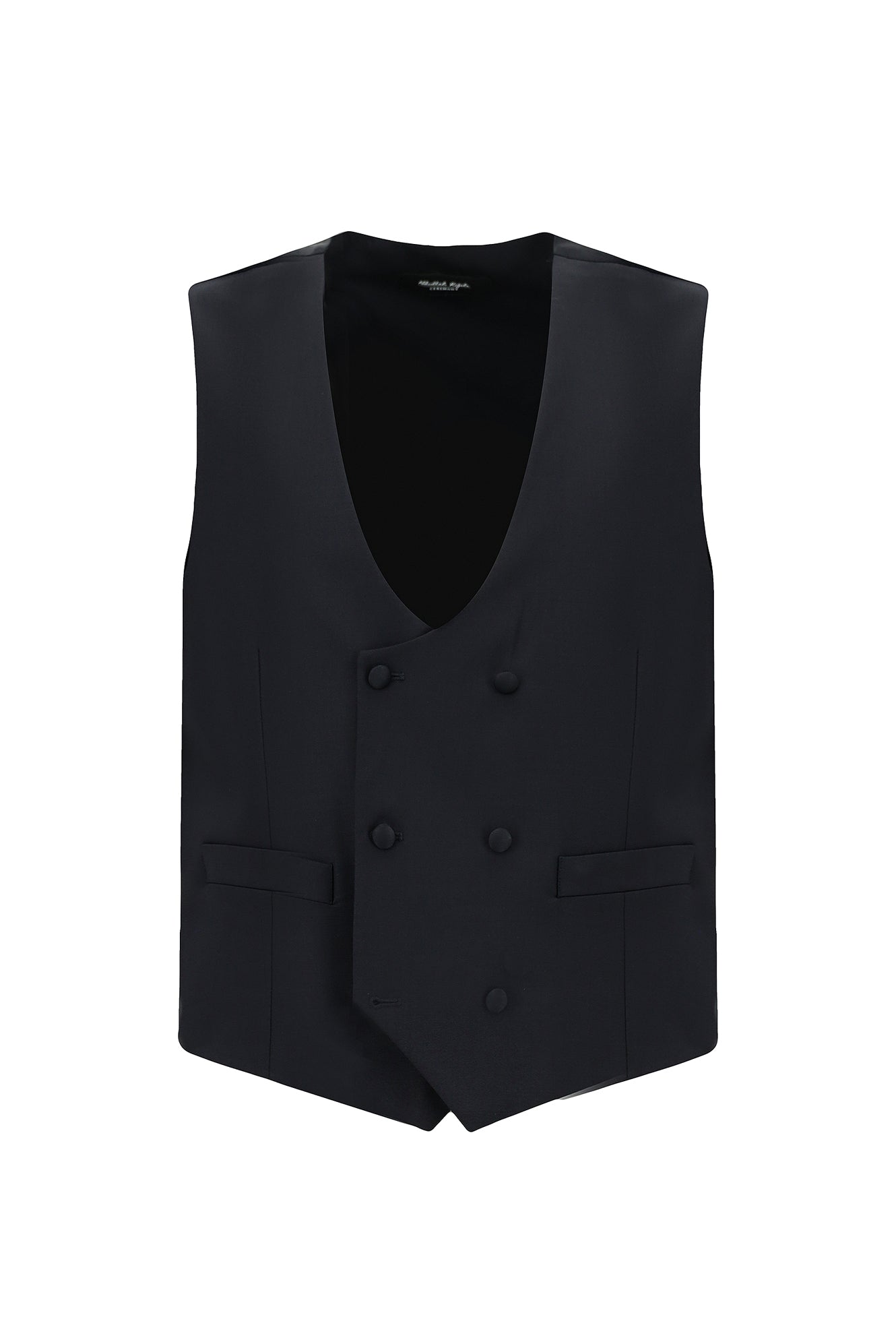 Koyu Lacivert Regular Fit Mono Yaka Yelekli Yünlü Smokin & Damatlık