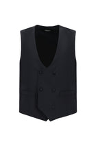 Koyu Lacivert Regular Fit Mono Yaka Yelekli Yünlü Smokin & Damatlık