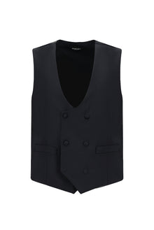 Koyu Lacivert Regular Fit Mono Yaka Yelekli Yünlü Smokin & Damatlık