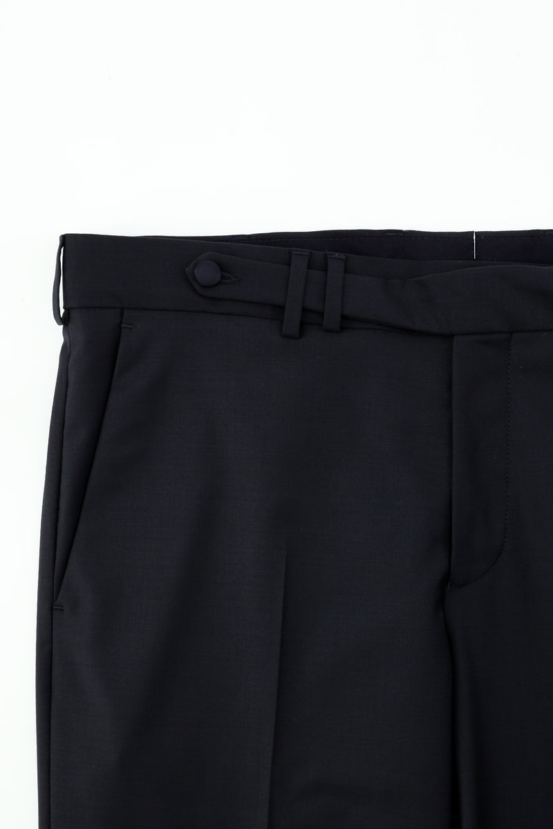 Koyu Lacivert Regular Fit Mono Yaka Yelekli Yünlü Smokin & Damatlık