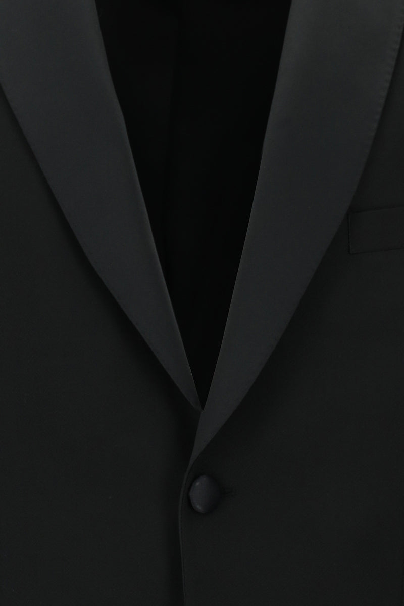 Siyah Relaxed Fit Rahat Kesim Şal Yaka Yün Smokin & Damatlık