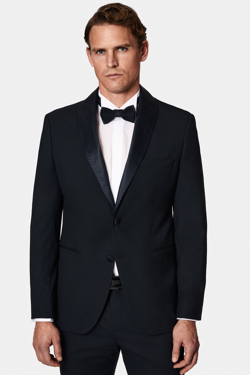 Siyah 4 Drop Relaxed Fit Rahat Kesim Şal Yaka Yün Smokin & Damatlık